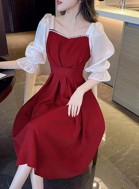 法式假两件连衣裙女春夏