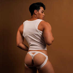 男士性感单丁字裤男生U凸罩杯内裤低腰海绵护垫显大防尴尬隐形t裤