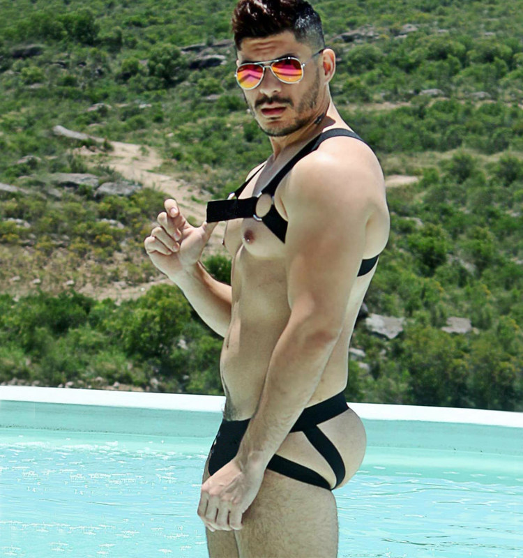 青年潮流个性男式低腰三角镂空双丁内裤性感骚受可爱丁字裤gay