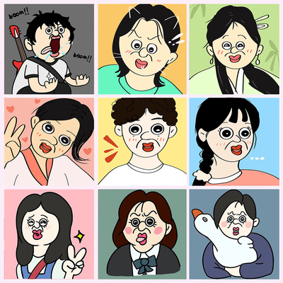 邦邦和玉智情侣画人像电脑绘画代画卡通画韩漫肉漫画女生头像定制