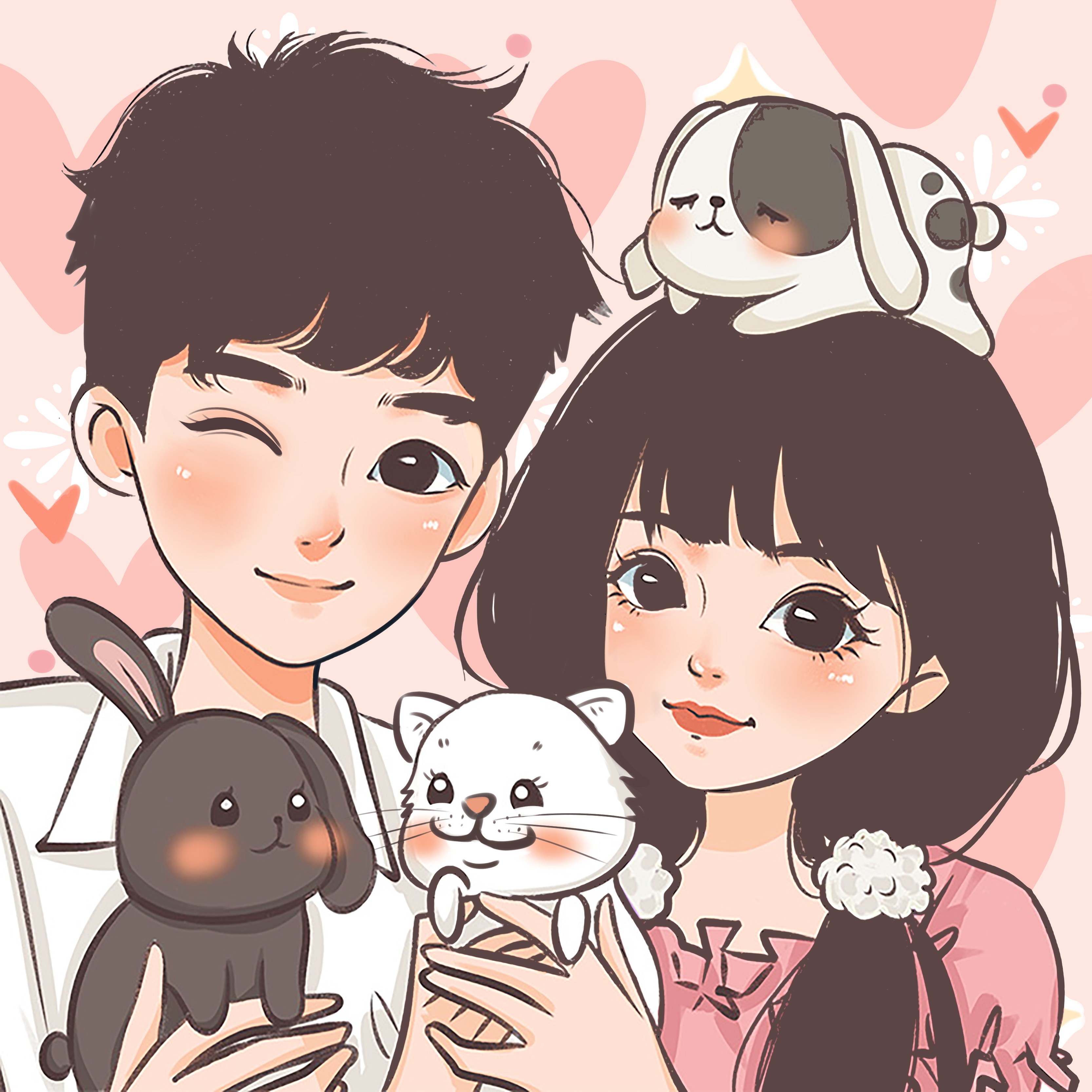 手绘头像定制q版卡通形象设计漫画人物画像绘画头像情侣照片约稿 - 实物图