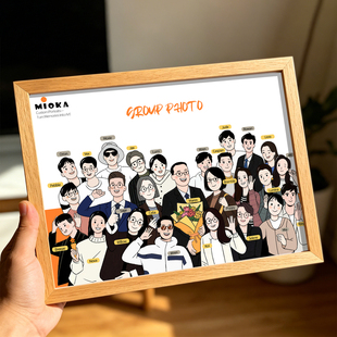 毕业合照手绘q版卡通多人漫画头像定制相框照片朋友毕业季礼物