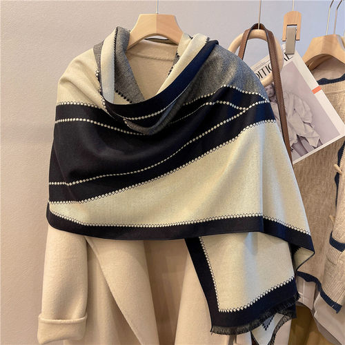 双面秋冬拆须韩版女围巾披肩