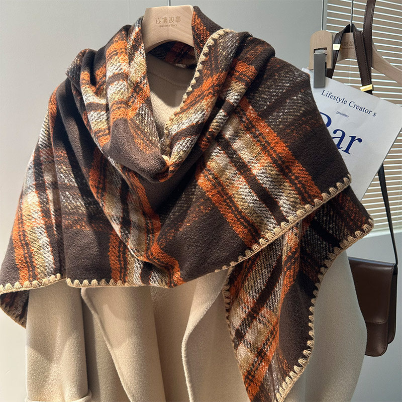 美拉德色系色织工艺！三角巾围巾女冬季手工包边韩版披肩围脖两用,服饰配件/皮带/帽子/围巾,围巾/丝巾/披肩,淘宝优惠券,粉丝福利购,淘宝优惠卷