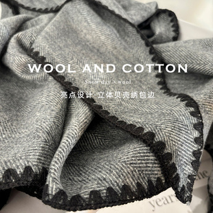 法式复古高级感！混纺羊毛围巾女冬季休闲百搭保暖三角巾披肩围脖