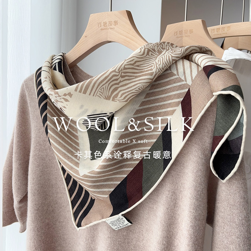 时光空间！复古双面丝毛围巾女冬