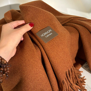 日本北海道极简风 外搭大披肩高级感情侣围脖 百搭纯色围巾女冬季