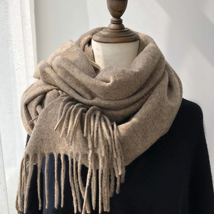 简单魅力重磅羊毛围巾女冬季 加厚保暖披肩两用 加厚100%羊毛情侣款