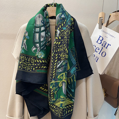 四季适用复古丝毛围巾女卷边披肩