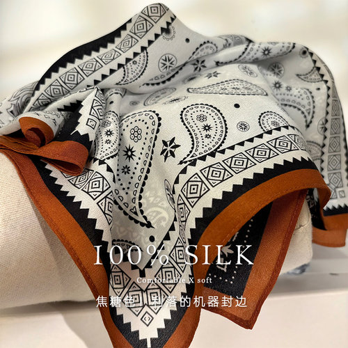 意式佩斯利」新款真丝双绉丝巾女