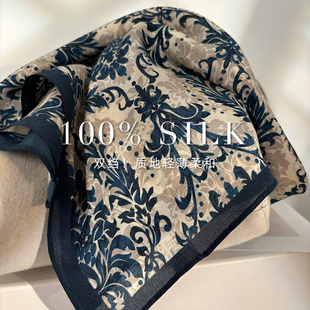 「大师古典艺术」真丝双绉丝巾女春秋气质时髦桑蚕丝丝巾装饰领巾