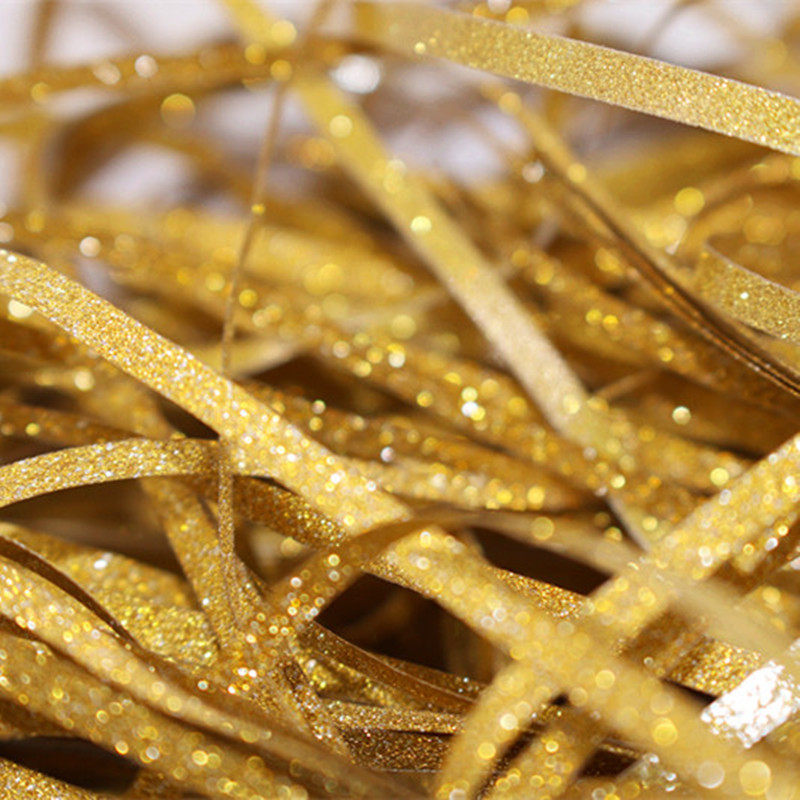 结婚喜糖盒圣诞苹果盒发亮填充物闪光礼品盒拉菲草包装纸丝金葱丝