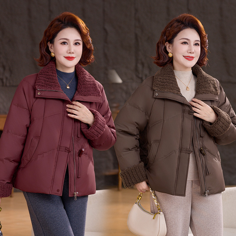 短款针织羽绒棉服女2025冬季新款韩版设计感小个子高端面包服外套