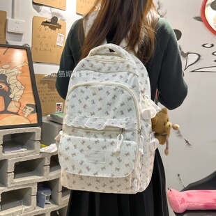 书包女生小学生三到六年级女孩可爱双肩包轻便条纹初中高中生背包