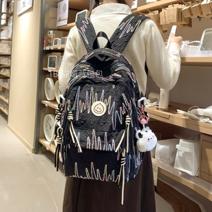 高中生书包ins小众慵懒风轻便双肩包女高级感大容量背包初中学生