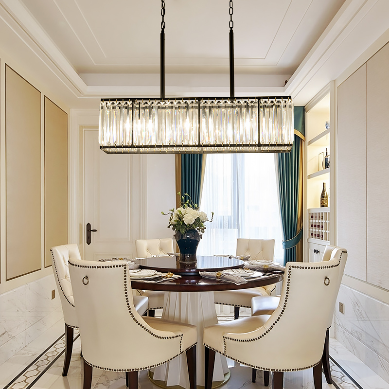 美式现代吊灯水晶餐吊灯长方形创意个性客厅饭厅灯酒吧台美式吊灯