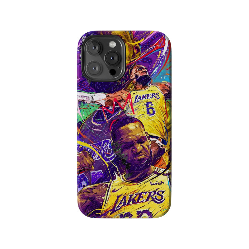NBA湖人队 勒布朗詹姆斯 个性涂鸦插画适用苹果 iPhone 13/14/15/16/17 Pro Max双层全包防摔磨砂硬壳手机壳