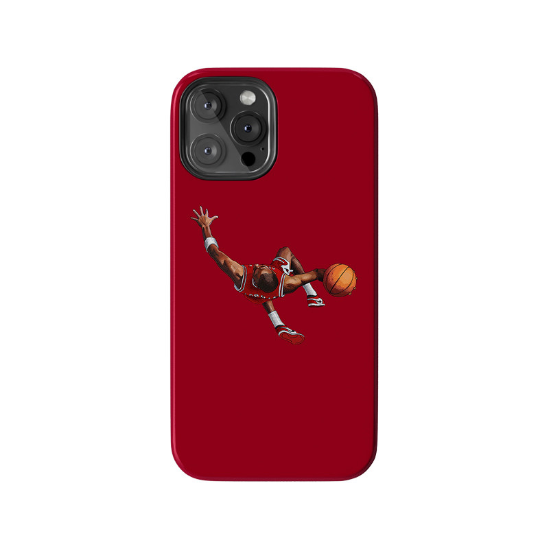 NBA篮球公牛队迈克尔乔丹 红色简约个性插画  适用苹果 iPhone 14/15/16/17 Pro Max双层全包防摔磨砂手机壳
