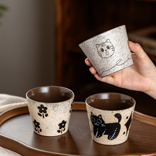陶瓷黑猫猪口杯拉花专用咖啡杯