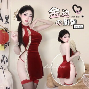 「绯色佳人」  中式复古盘扣旗袍精致高腰开叉镂空露背新年战袍