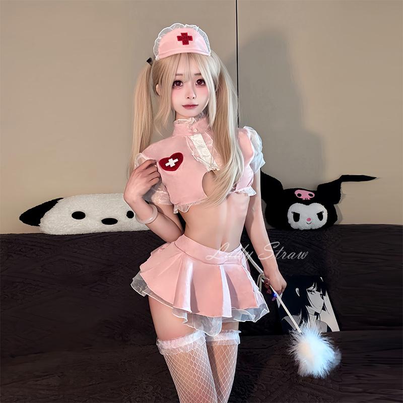 实习美护*性感睡裙护士cos制服镂空套装绑带内衣纯欲qqny