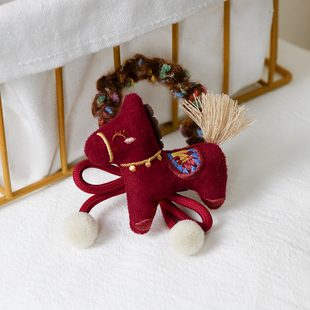 红色头饰马年红头绳毛球发绳本命年发饰亲子发夹弹力发圈高级感新