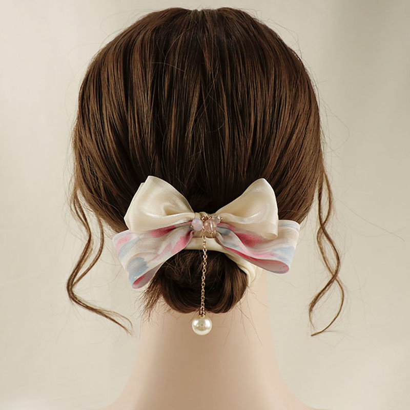 李七月蝴蝶结发夹大肠发圈流苏发绳皮筋女扎头发2024新款头绳发饰