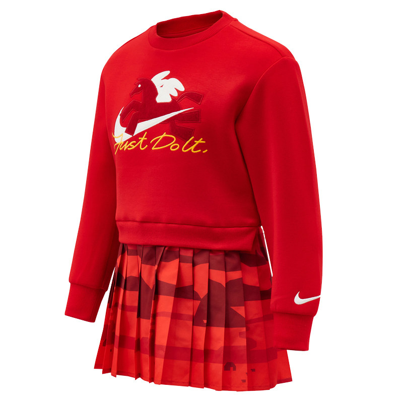 nike耐克春季新年款女小童运动休闲卫衣连衣裙NY2612158