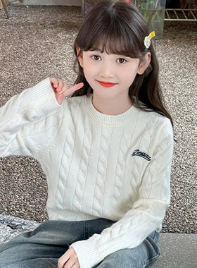 女童毛衣秋冬儿童打底衫2025新款冬季女孩圆领低领针织衫内搭线衣