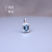 冯冯珠宝祖母绿切天然海蓝宝吊坠挂件18K金钻石镶嵌简约百搭款 女