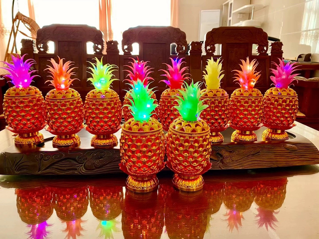 创意糖果塔金菠萝糖果盒旺来供天贡品供佛财神仿古春节中秋糖摆件