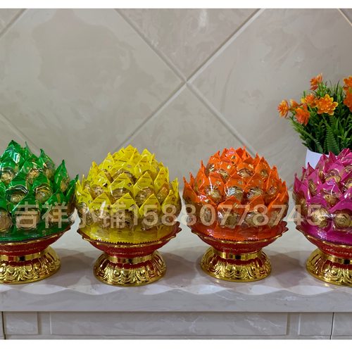 小莲花糖塔闽南潮汕拜拜贡品四层酥糖莲花初一十五敬神明手工供品