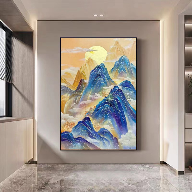 新墙日出风景钻石画背有靠山装饰