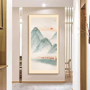 新中式玄关钻石画满钻2025新款禅意山水十字绣粘贴水晶钻日出东方