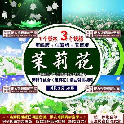 黑鸭子组合《茉莉花》歌曲背景视频茉莉花歌曲舞台背景视频