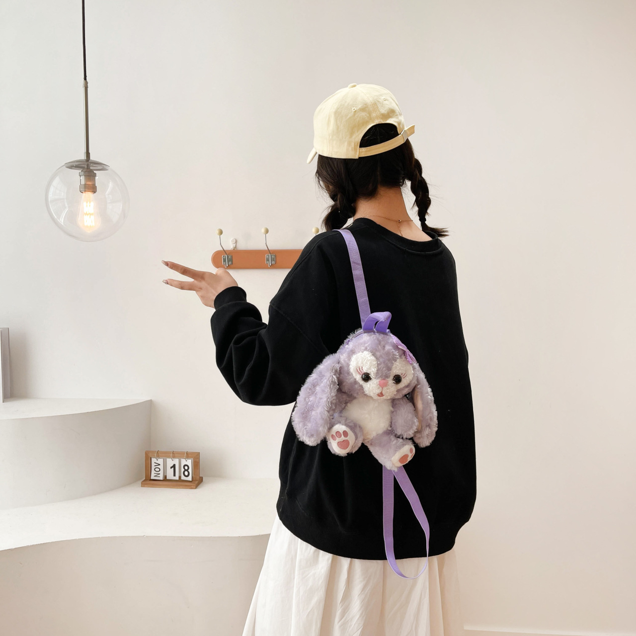 可爱毛绒公仔双肩包星黛露紫色兔子玩偶包生日礼物女生小众高级感