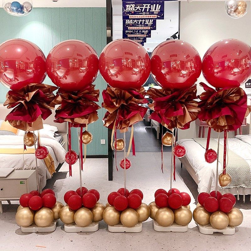 花纸气球地飘立柱支架圆环汽球花环圆圈生日派对商场车展开业装饰