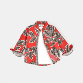 潮炸街纯棉儿童长袖 男童衬衫 外套mimy 春秋薄款 花衬衫 2023秋季 新款