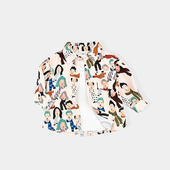 秋季 韩版 宽松花衬衣男童春秋长袖 MIMY儿童人偶印花衬衫 开衫 2024新