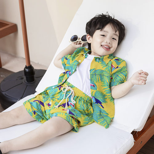 mimy品牌男童衬衫套装短袖休闲
