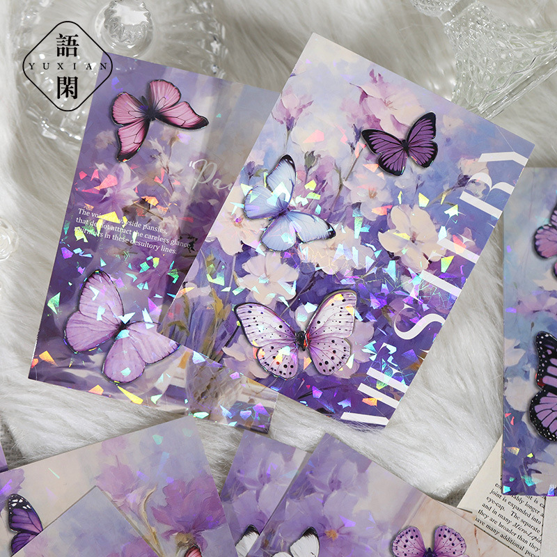 【清仓】语闲立体蝴蝶花卉卡片油画展览系列手帐背景装饰相框贺卡图片