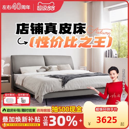 大象耳现代双人床左右轻奢真皮