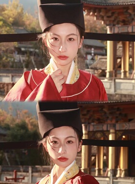 宋制展翅帽子中式婚礼帽子