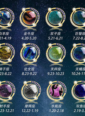 女王能量 缤纷琉璃五行能量12星座吊坠配饰项链送女友生日礼物