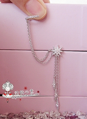 【诠饰心意】925银针镶钻八芒星耳钉连体耳钉耳环单耳洞耳夹耳饰