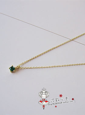 925银迷你绿色锆石项坠锁骨链