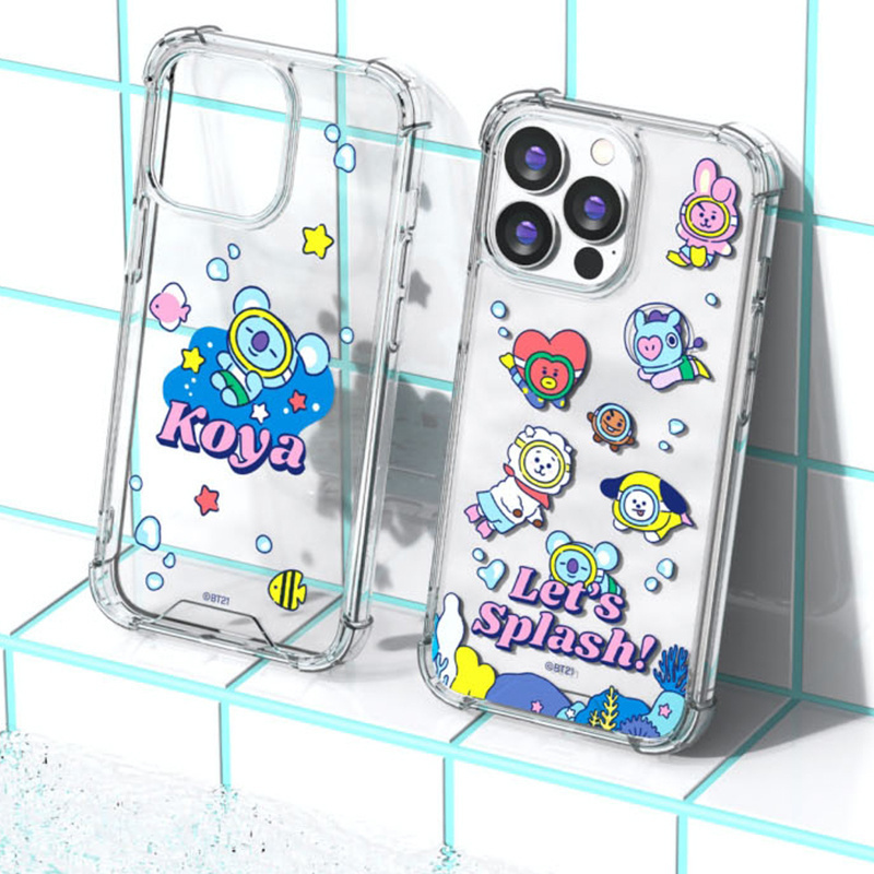 BT21 防弹少年团海洋系列适用于苹果16ProMax透明手机壳新品四角防撞保护套iphone15动漫卡通可爱cooky 14/13