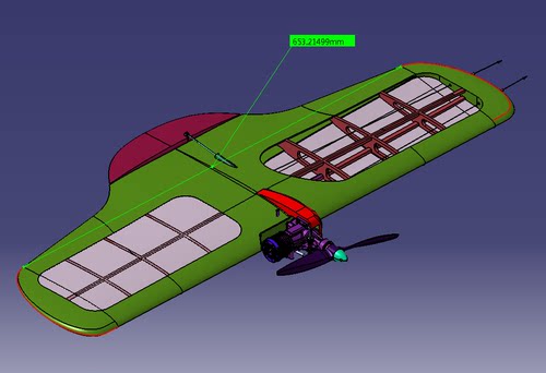 无尾轻木翼展653mm航模3d图