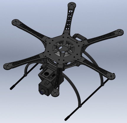 六旋翼无人机3D 可打印模型