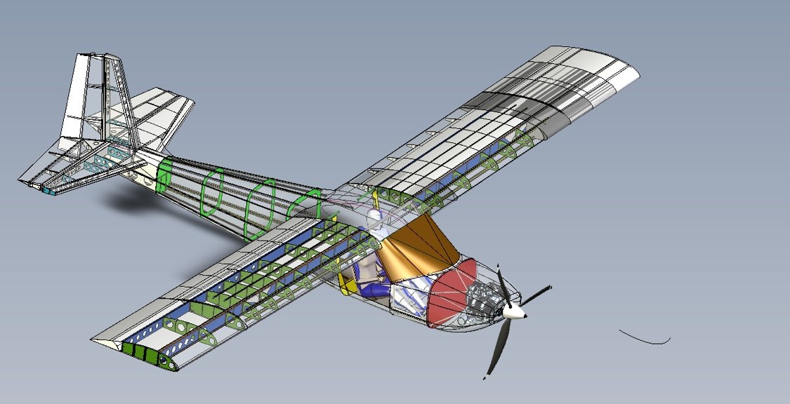 双座飞机金属钣金结构数模图